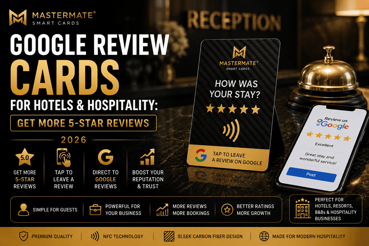 Carte recensioni Google per hotel e ospitalità: più recensioni a 5 stelle
