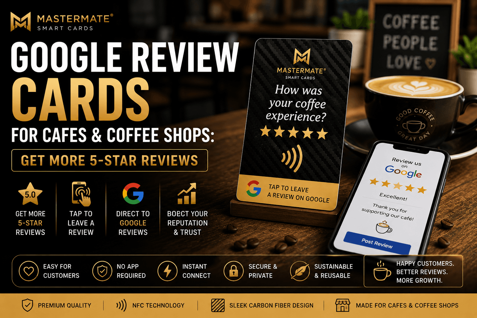 Cartes d’avis Google pour cafés et coffee shops : obtenez plus d’avis 5 étoiles